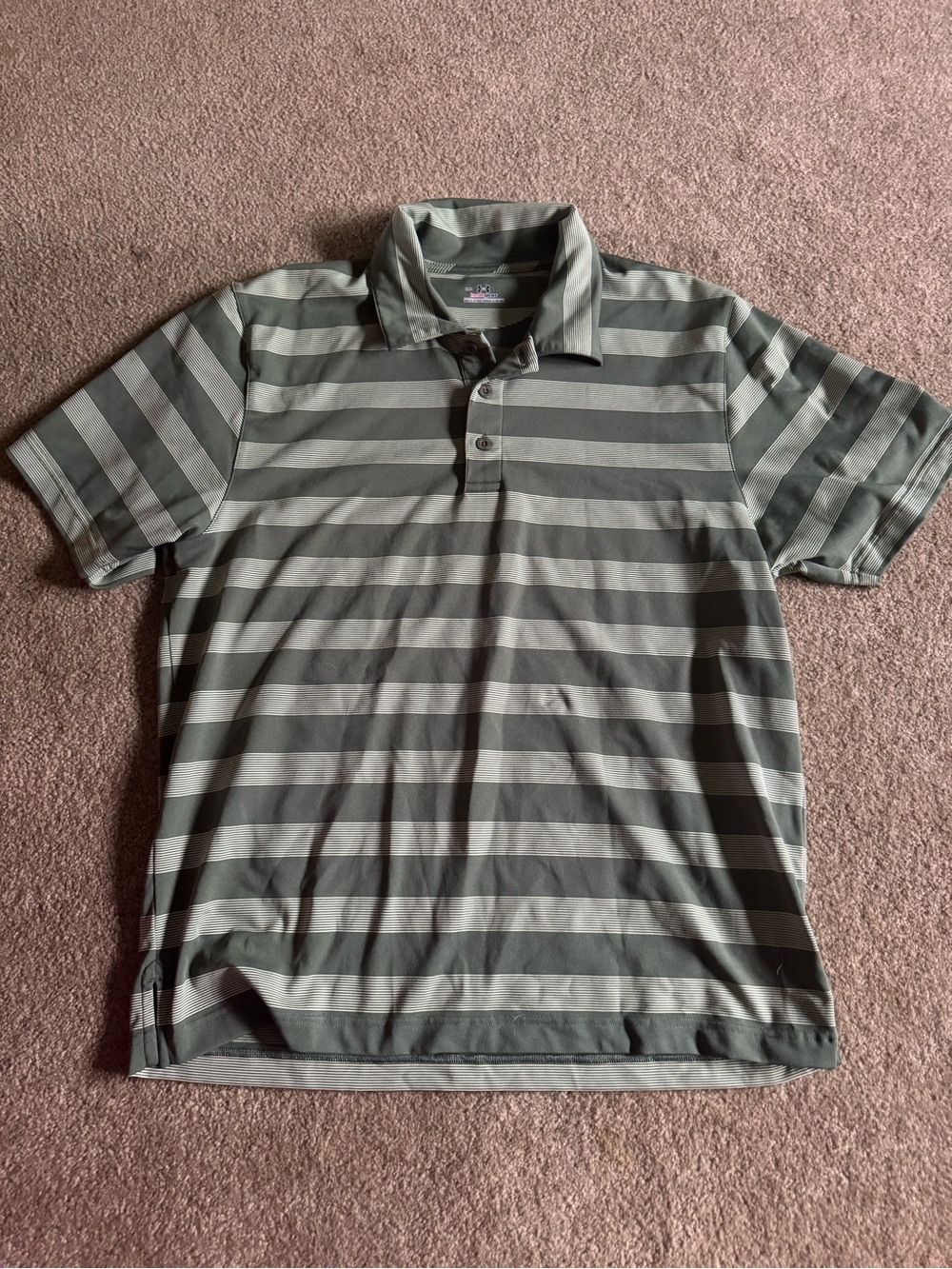 Under Armour Olive and Dark Olive Striped Polo